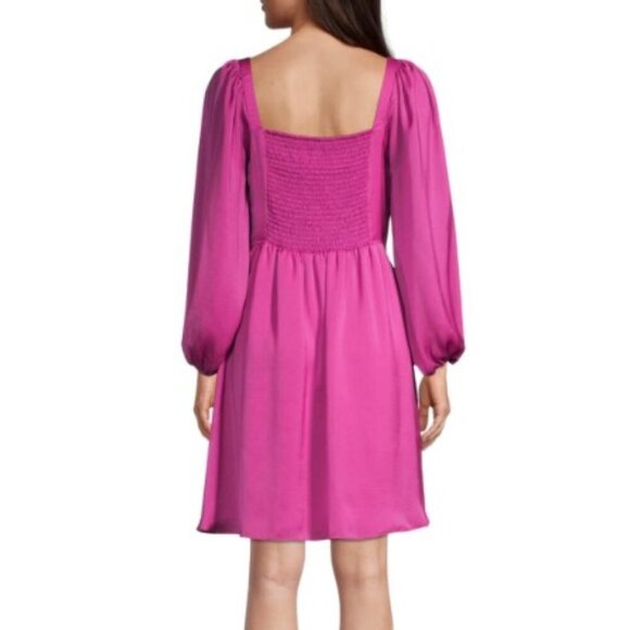 Kobi Halperin Stavy Pleated Smocked Mini Dress Satin Square Neck Size Small - Picture 8 of 14